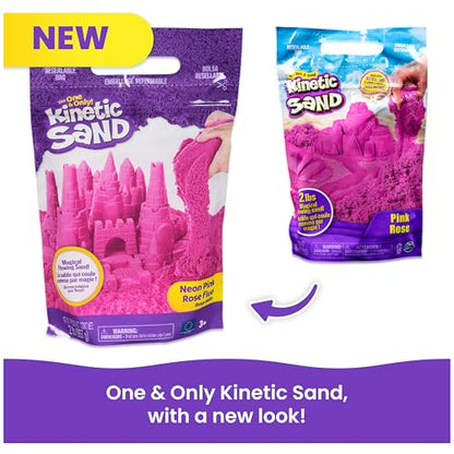 Kinetic Sand 2lb Pink, Moldable Play Sand Sensory Toys, Ages 3+ | Squish, Mold, Shape & Flow Play Sand, Resealable Bag for Easy Storage, Creative Open-Ended Play, Birthday Gifts for Kids