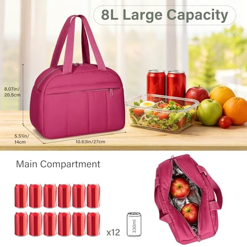 Codcey Reusable Quilted Puffer Insulated Lunch Bag Lunch Box Women