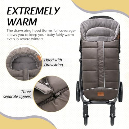 Toddler Universal Stroller Footmuff Sack, Detachable Winter Stroller Bag Multifunction Sleeping Bag Waterproof and Breathable Best Gift for Baby (Dark Grey-BC)