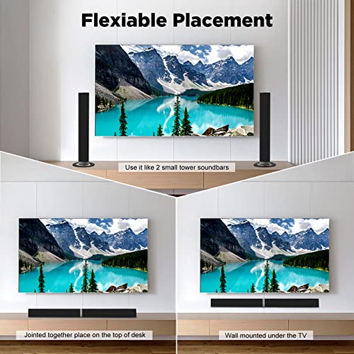 MZEIBO 80 W Detachable TV Sound Bar, Bluetooth 5.3 Home Theater Speaker, ARC/Optical/AUX Supported, 2-in-1 Split Surround Speaker for TV, Movies, Gaming & Music