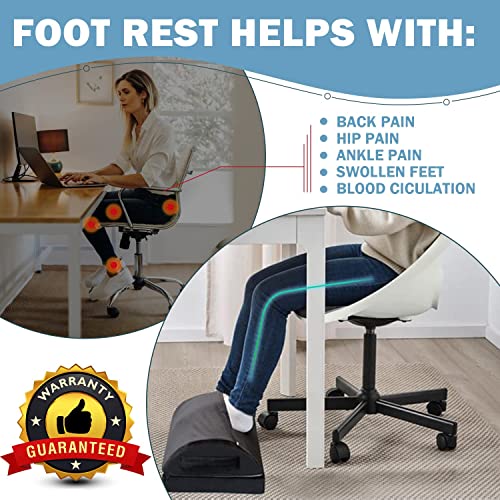 Foot Rest for Under Desk at Work, Adjustable Footrest for Office Chair & Gaming Chair,Ergonomic Footrest Pillow Desk Foot Stool with Washable Cover for Home, Airplane, Travel (Black)