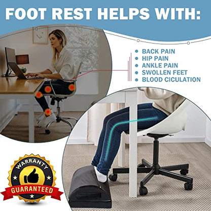 Foot Rest for Under Desk at Work, Adjustable Footrest for Office Chair & Gaming Chair,Ergonomic Footrest Pillow Desk Foot Stool with Washable Cover for Home, Airplane, Travel (Black)