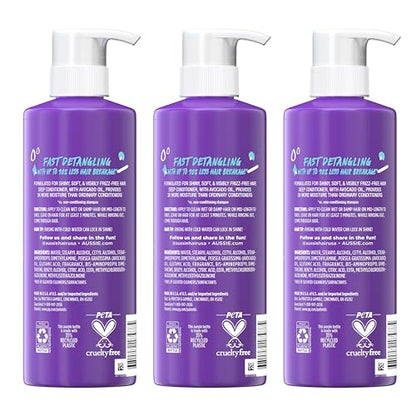 Aussie 3 Minute Miracle Moist Detangling Deep Conditioner Treatment with Avocado Oil, Paraben and Sulfate Free, 1.42 L in Total (3 Count of 475 mL Each)