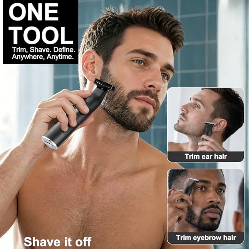 Beard Trimmer for Men, All-in-One Tool Electric Shaver for Men with Perforated Dual-Sided Blades,Painless Trimmer for Man,IPX7 Waterproof Electric Razor Men for Face and Body, LED Display