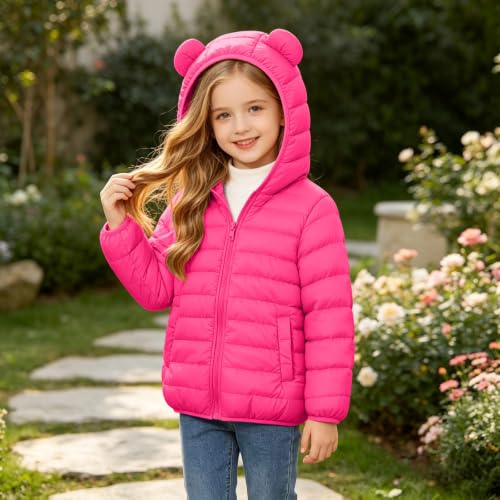 Girls Lightweight Quilted Jackets Hooded Puffer Jacket for Kids Down Coat
