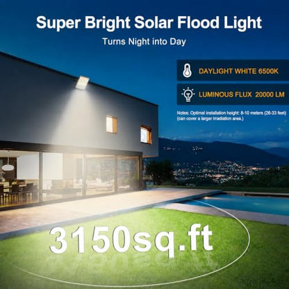 ICOFRU Solar Flood Lights Outdoor 20000 Lumens Die-Cast Aluminum Material