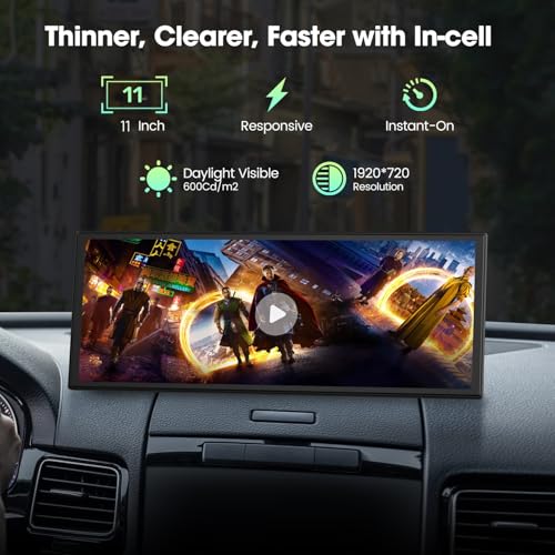 LAMTTO 11'' Carplay Screen for Car with YouTube TikTok and Backup Camera | Built-in Entertainment Video, Upgraded Wireless Car Play and Android Auto Navigation, Voice Assistant for iOS 10+ Android 11+