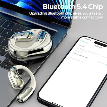 Monster Open Ear AC360, Wireless Bluetooth Rotary Earphone, with Lanyard, Upgraded Bluetooth 5.4, Touch Control, 24h Long Battery Life, IPX5 Waterproof,Long-Lasting Wear Without Fatigue, White