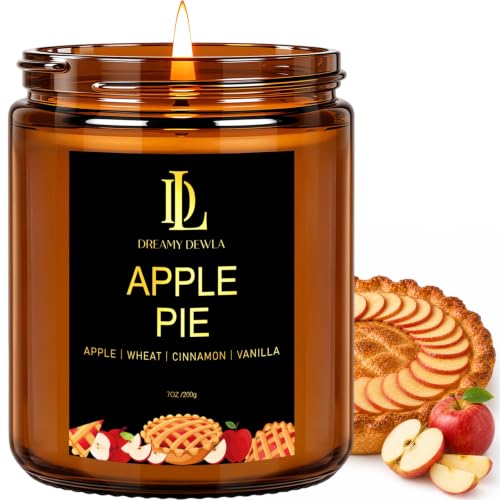 DL DREAMY DEWLA Fall Candle, Apple Pie Scented for Home, 7oz Soy Wax