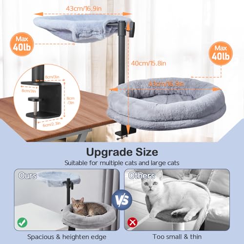 Odoland Cat Desk Bed, 2-in-1 Double Layer Bed with Adjustable Height