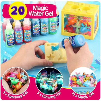 wookidel Magic Gel Water Elf Toy Kit, Aqua Fairy Water Gel Kit for Kids | 20PCS Gels Water Pets, DIY Squishy Maker Kit, Make Your Own Squishies Toys, Creative Art Craft Gift for Girls Christmas