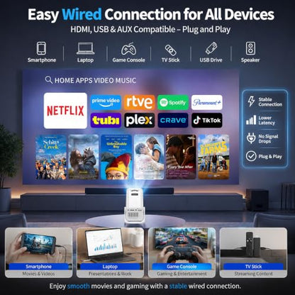 Sainyer Mini Projector, Native 1080P Full HD Home Theater Projector