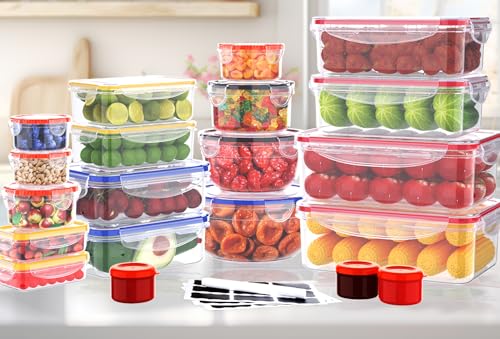 RockBerry 40 PCS Food Storage Containers with Lids Airtight | Plastic Container for Kitchen Organization-Microwave Dishwasher,Freezer Safe 100% Leak Proof (20 Stackable Boxes-20 Lids)