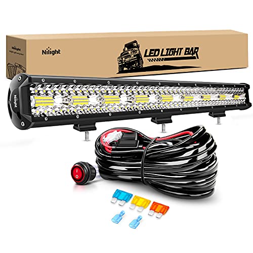 Nilight Led Light Bar 26Inch 540W Triple Row 50000LM Flood Spot Combo Off Road Driving Lights with 14AWG Heavy Duty Wiring Harness for Boat Truck Jeep UTV ATV Car , 2 Years Warranty