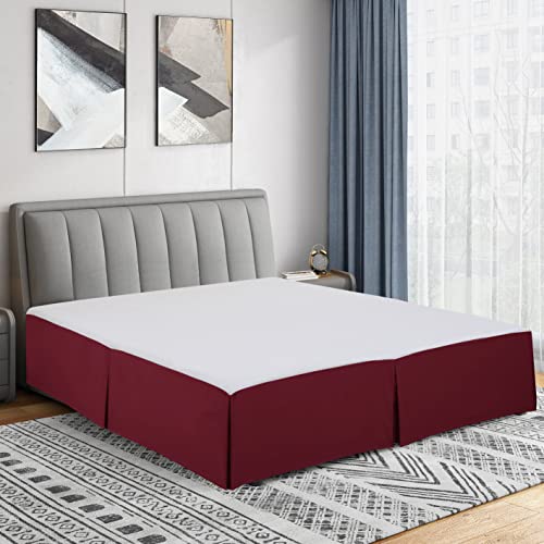 Cathay Home Double Brushed Microfiber Pleated Easy Fit Bed Skirt, Ultra Soft, and Wrinkle Resistant - Burgundy, Full