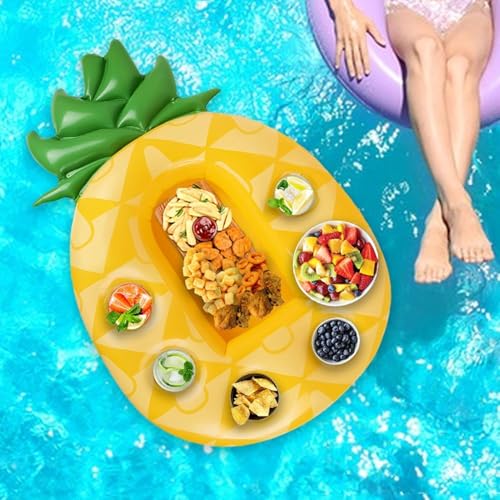 Inflatable Drink Holder, 7-Hole Capacity Pineapple Fruit Drink Float