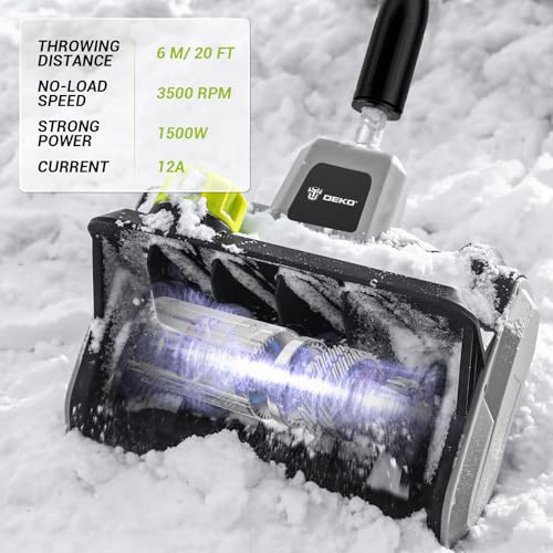 14-Inch Electric Snow Blower, 1500w High-Power Snow Blower, 3500rpm Speed, 20-Foot Snow Throwing Distance, with Adjustable Directional Chute and 12a Brushed Motor, Suitable for Yards, Driveways