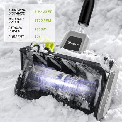 14-Inch Electric Snow Blower, 1500w High-Power Snow Blower, 3500rpm Speed, 20-Foot Snow Throwing Distance, with Adjustable Directional Chute and 12a Brushed Motor, Suitable for Yards, Driveways