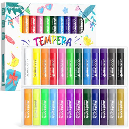 JUPITEARTH Tempera Paint Sticks for Kids, Quick Drying, 24 Colors