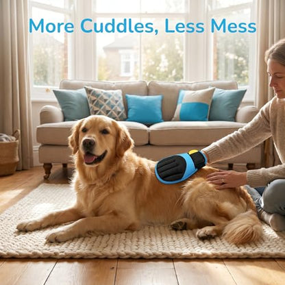 UPEOXT Pet Hair Remover Glove and Grooming Comb Set, Electrostatic Dog Cat Fur Cleaning Tool, Reusable Magic Brush for Furniture Carpet Clothes, 2 Pcs