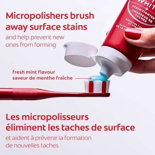 Colgate Optic White Stain Fighter Dentifrice blanchissant, Gel menthe fraîche - 90 ml, Paquet de 3