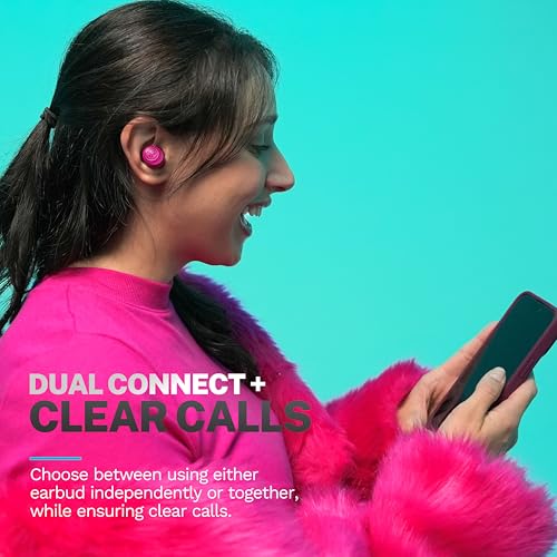JLab Go Air Pop+ Earbuds, Dual Connect, EQ3 Sound, Dark Pink