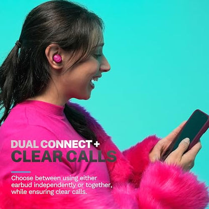 JLab Go Air Pop+ Earbuds, Dual Connect, EQ3 Sound, Dark Pink