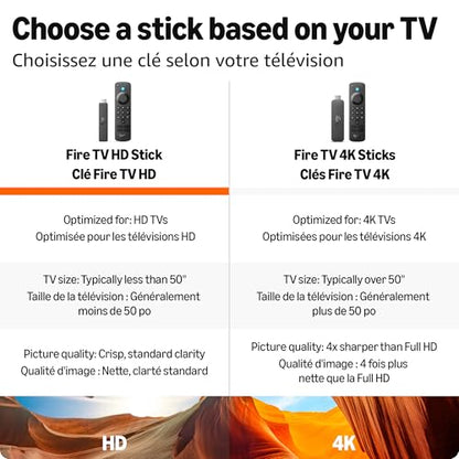 Amazon Fire TV Stick HD (nouveau modèle), téléviseur gratuit et en direct, télécommande vocale Alexa, alimenté par le téléviseur, configuration sans effort