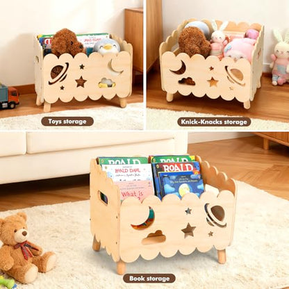 Kids Bookshelf, Montessori Toddler Bookshelf for Kids 2 Adjustable Dividers | Nursery Shelves, Baby Book Shelf for Kids Rooms,Playroom,Classroom,Bedroom Bookcase Storage Organizer,Lightweight Portable