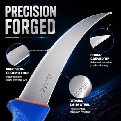 DRAGON RIOT Curved Boning Knife-6" Fillet Knife for Meat Deboning