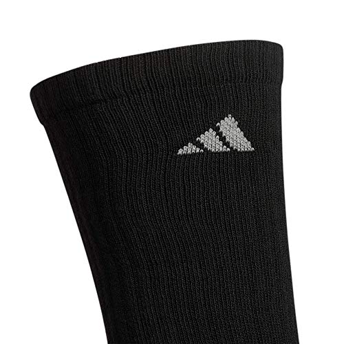 adidas Men's Athletic Cushioned 6-Pack Crew Socks, Black, Large