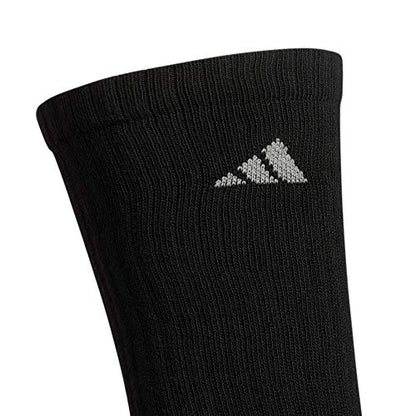 adidas Men's Athletic Cushioned 6-Pack Crew Socks, Black, Large