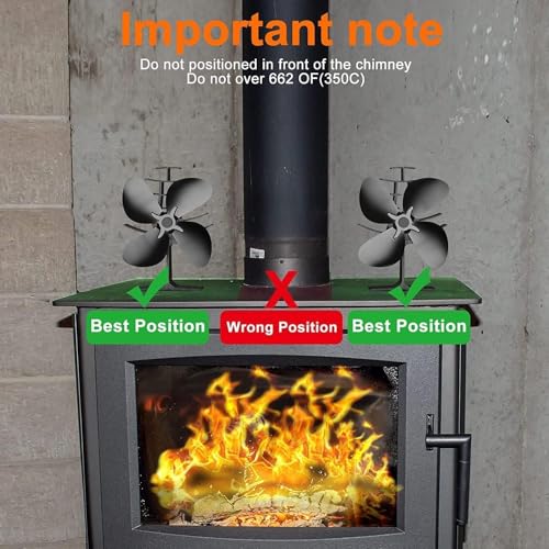 Heat Powered Wood Stove Fan with 4-Blade,Ultra Quiet Fireplace Wood Burning Eco-Friendly Fan Efficient Heat Distribution (X Large)