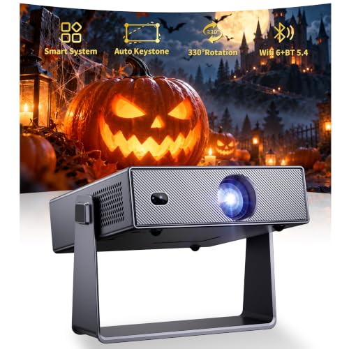 Sainyer Mini Projector, WiFi Bluetooth, 1080P, 4K, Halloween Christmas | Auto Keystone, Adjustable Stand, HDMI USB, APP Compatible, Portable Home Theater for Halloween, Christmas, Bedroom & Camping