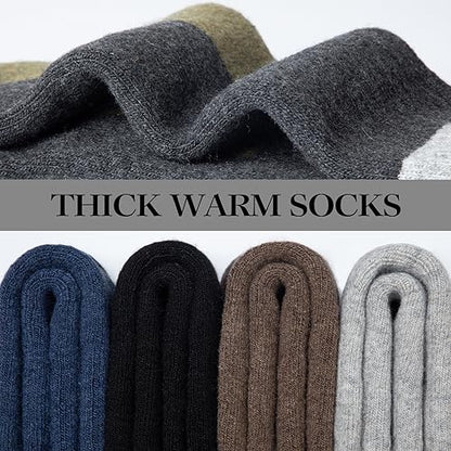 SIMIYA 5 Pairs Merino Wool Socks Hiking Warm Thermal Thick Sock Size 7-15 | Winter Outdoor Essential,Moisture-Wicking & Breathable,Cushioned Sole Support,hiking,skiing,work boots daily wear,unisex