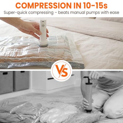 Vacuum Bags For Travel With Cordless Electric Pump, 12 Pack Storage Bags