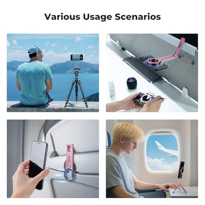 K&F CONCEPT Magnetic Phone Tripod Stande, 23N Strong Magnetic Mini Tripod Aluminium Alloy Pocket Selfie Stick, Mag Safe Phone Holder Compatible with iPhone 17 16 15 14 13 12 Series(Pink)