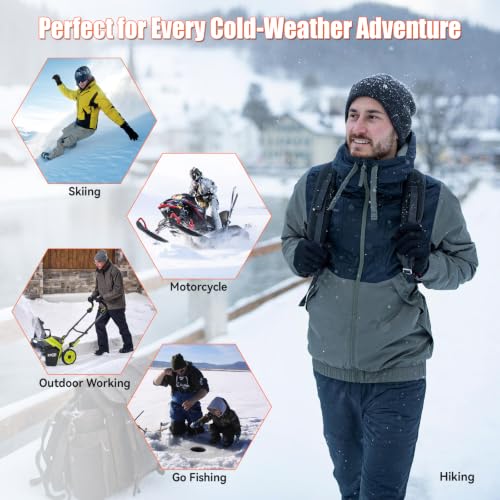 Thin Heated Glove Liners for Men Women, Rechargeable Gloves for Winter | Touchscreen-Friendly Slim Fit Heating Work Gloves Waterproof for Ski Driving,Hunting Cold hands·Non-slip grip· Hand Warmers
