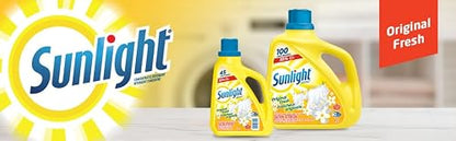 Sunlight Detergent Original Lemon Fresh (100 loads, 4.0L) with Concentrated Formula, Laundry Detergent Liquid for Exceptional Cleaning and Stain Remover to Brighten Laundry, Yellow