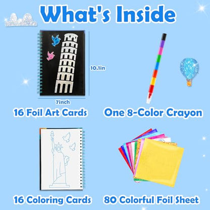 FUNNYB&G Foil Art Kit, Kids Crafts, Gifts for Girls Ages 4-8