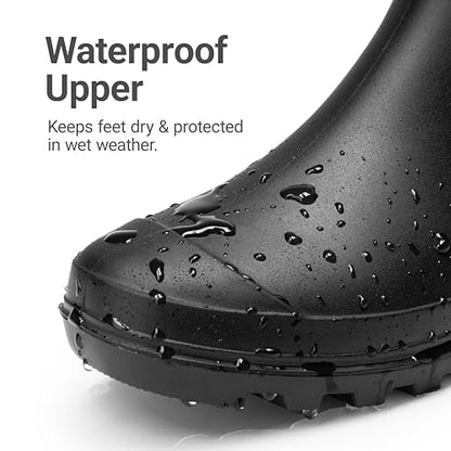 DREAM PAIRS Bottes de pluie en caoutchouc pour femme, Noir, 39 (EUR)