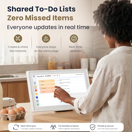 Winnovo 15.6-Inch Smart Digital Calendar & Photo Frame for Family, Wall Planner with Auto-Sync to Apple, Google & Outlook, Touchscreen Display with Chore Chart, To-Do Lists & Meal Planner, White Frame