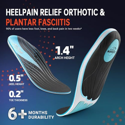 PCSsole Plantar Fasciitis Insoles, Heavy Duty High Arch Support Inserts