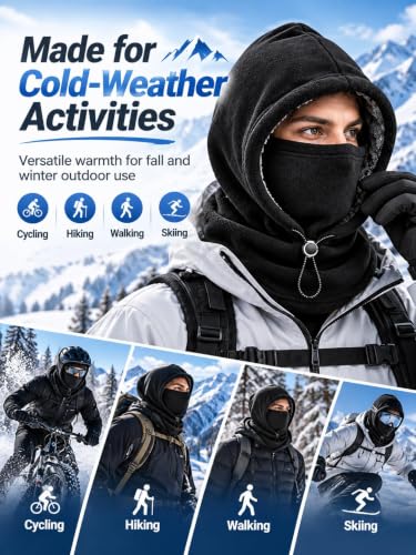 3 in 1 Winter Hat Fleece Mask Double Layer Fleece Hooded Caps for Men