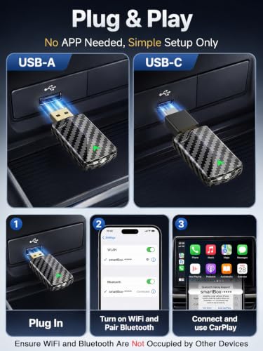 Wireless CarPlay & Android Auto Dongle, Convert Wired to Wireless Car Play