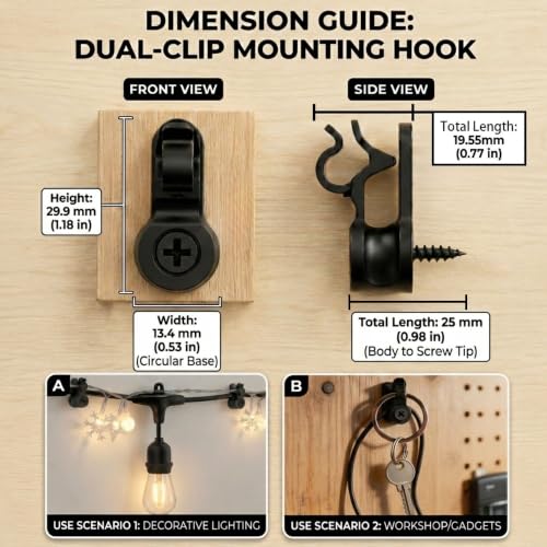 Outdoor String Lights Clips, Christmas Light Clips Bulk with Screw, 65 Pack
