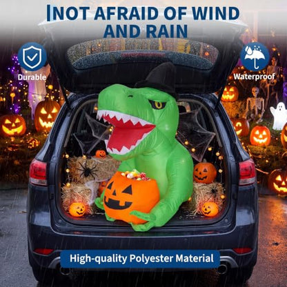 WildVenture 4.5FTLED Inflatable Halloween Decor-Dinosaur Trunk Decorations