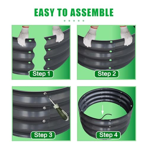 GrowHaus 2Pack 2x2x1FT Galvanized Raised Garden Bed, Planter Boxes Outdoor Round Metal Garden Beds for Planting Vegetables Flowers Herbs Dark Gray