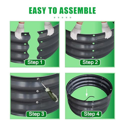 GrowHaus 2Pack 2x2x1FT Galvanized Raised Garden Bed, Planter Boxes Outdoor Round Metal Garden Beds for Planting Vegetables Flowers Herbs Dark Gray