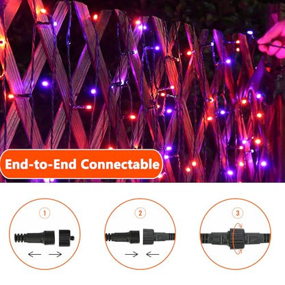 Joomer Orange Purple Halloween Lights, 100FT 300LED Plugin Connectable